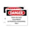 Signmission High Voltage Equipment Authorized Personnel Only Danger Sign, Vinyl Decal, 5in x 3.5in, 2PK OS-2PACK-DS-D-35-L-2545 - alternate 1